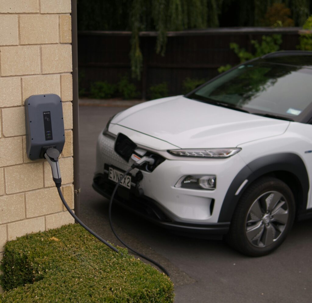 car charging at an EV charger at home